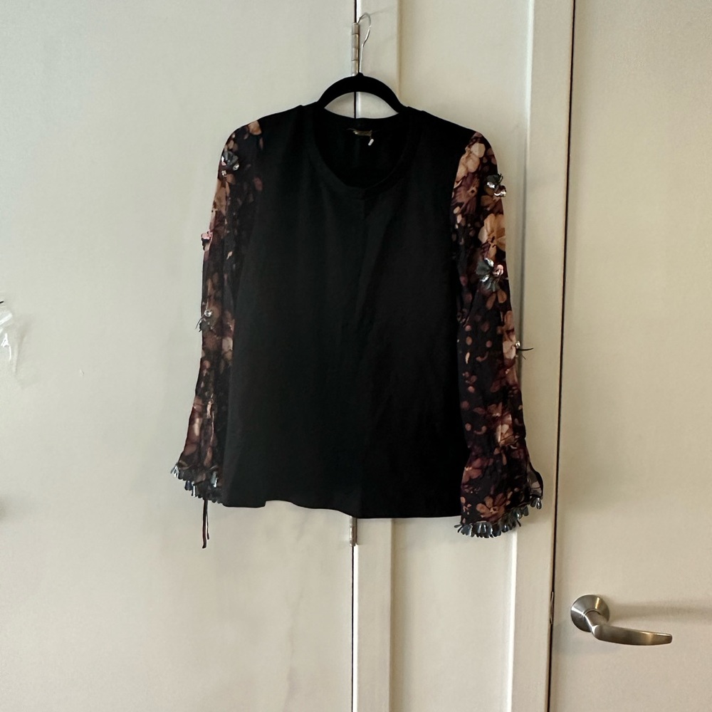 KOBI HALPERIN MIXED MEDIA FLORAL BLOUSE